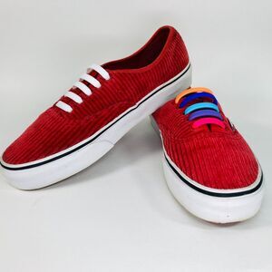 Vans Authentic Corduroy Rumba Red Skate Shoes, Size 7 US, Mens, Good Condition